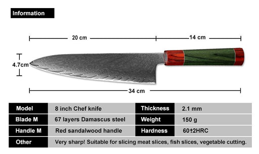 XITUO Damascus Chef Knife 8 Angle Handle Professional Japan vg10 Damascus Steel Kitchen Slice Cut Meat Cleaver Fish Sushi Knife