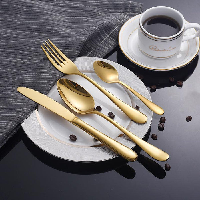 Gold Tableware Set Stainless Steel Cutlery Set 4 Gold Knife Cutlery Cutlery Gold Silver Knife Dinner Package European Style