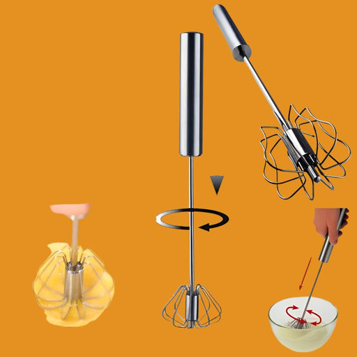 Semi-automatic Mixer Egg Beater Manual Self Turning Stainless Steel Whisk Hand Blender Egg Cream Stirring Kitchen Tools