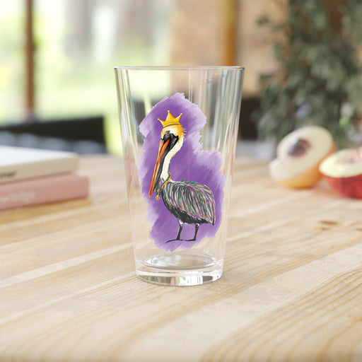 Mardi Gras Pelican Pint Glass, 16oz