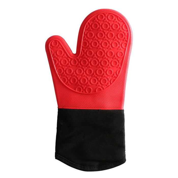 Non-Slip Silicone Oven Mitt Waterproof Heat Resistant Kitchen Gloves Long Cotton Bbq Oven Gloves