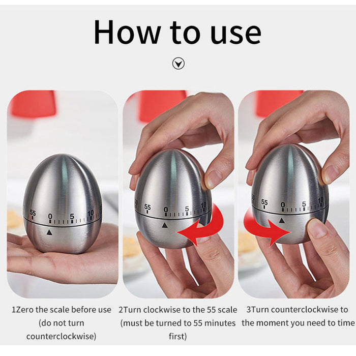 Creative Stainless Steel Kitchen Timer Egg Apple Timer Mechanical Reminder Countdown Kitchen Gadget