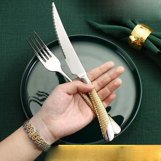 Home Tableware Cutlery Set Golden Cutlery Stainless Steel Dinnerware Set Silverware Cutlery Complete Fork Spoons Knives Set