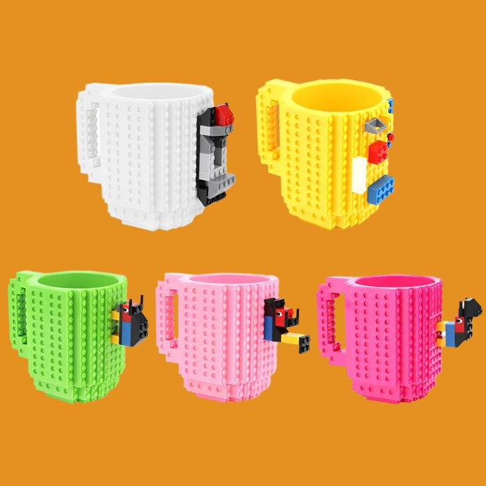 350ml Creative Lego Coffee Mugs silicone stainless steel Travel Kids Adult Cutlery Drink Dinnerware Set for Child