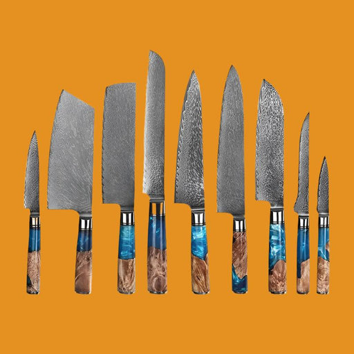 Hot Selling 67 Layers Damascus Steel Kitchen Chef santoku slicing bread cleaver butcher utility paring Knife Set