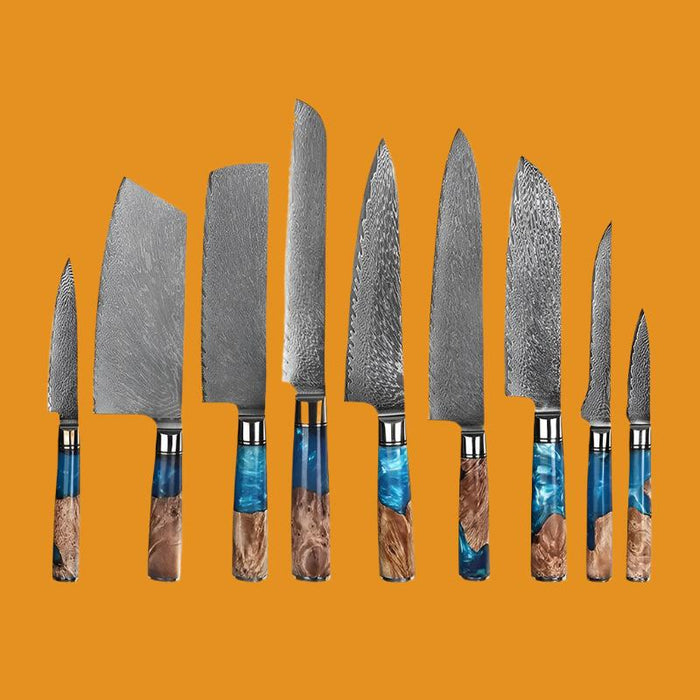 Hot Selling 67 Layers Damascus Steel Kitchen Chef santoku slicing bread cleaver butcher utility paring Knife Set