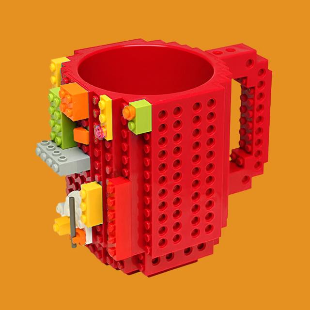 350ml Creative Lego Coffee Mugs silicone stainless steel Travel Kids Adult Cutlery Drink Dinnerware Set for Child