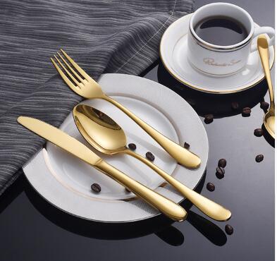 Gold Tableware Set Stainless Steel Cutlery Set 4 Gold Knife Cutlery Cutlery Gold Silver Knife Dinner Package European Style