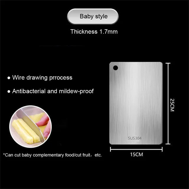 304 Stainless Steel Panel and Chopping Board Kitchen Household Thickened Double Sided Cutting Board Block Kneading Dough Board