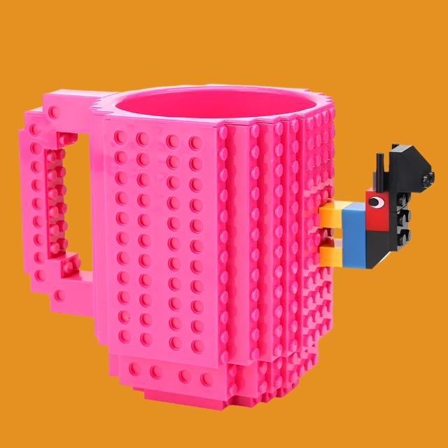 350ml Creative Lego Coffee Mugs silicone stainless steel Travel Kids Adult Cutlery Drink Dinnerware Set for Child