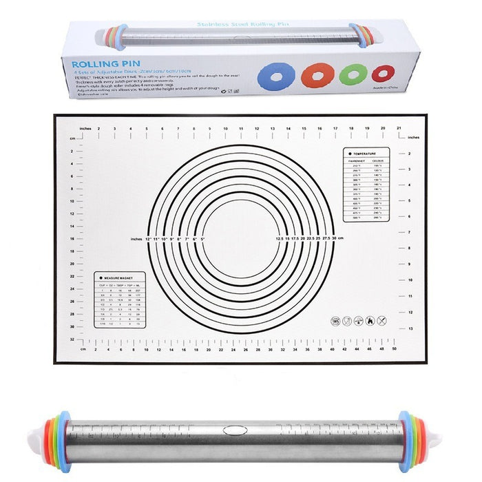 17 inch stainless steel adjustable thickness rolling pin scale rolling pin leather material kneading tool