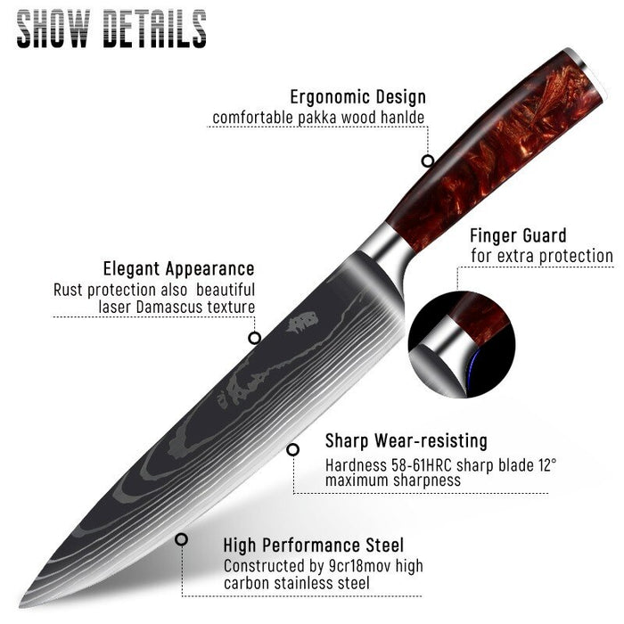 Kitchen Knives Professional Chef Knives Kitchen Knife Japanese 5CR15 440C High Carbon Stainless Steel Pattern Knife