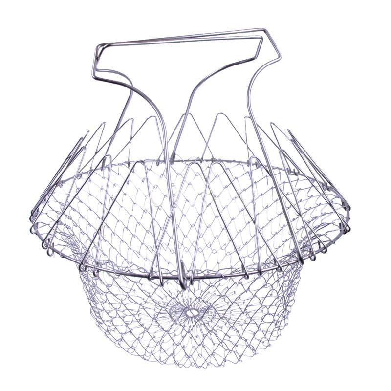 Foldable Steam Rinse Strain Fry French Chef Basket