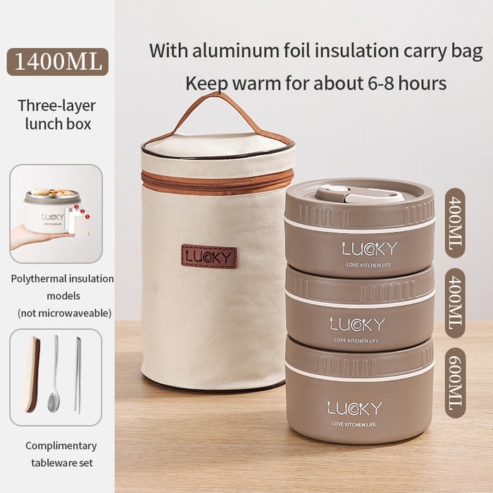 Lunch Box Food-Grade Insulation 304 Stainless Steel Plastic Microwave Oven Special Heatable Lunch Box