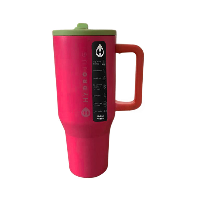 HydroJug Traveler: 32OZ/40OZ, stainless steel, vacuum insulated. Straw lid, double-wall thermal.car mug