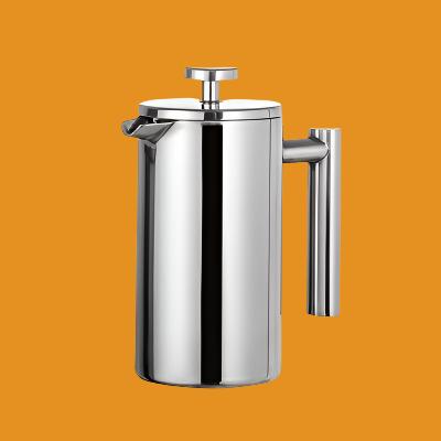 Coffee pot 304 stainless steel French press double-layer hand-pour straight handle coffee brewing pot