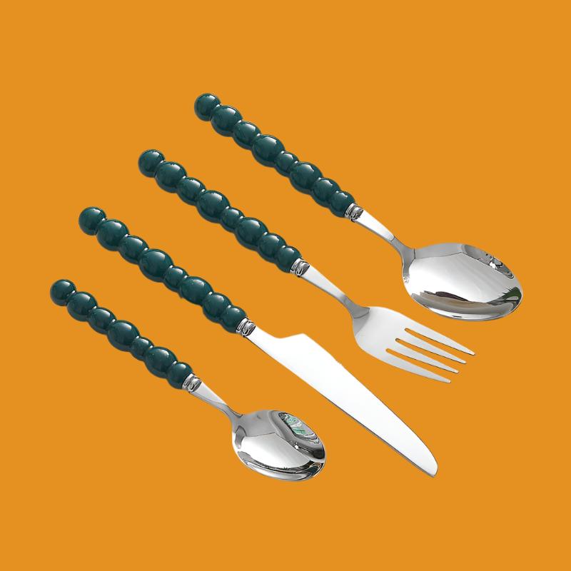 Set of 4 Stainless Steel price Creative Stainless Steel Colorful Pearl Handle Spoon Fork Knife High End Cutlery Set