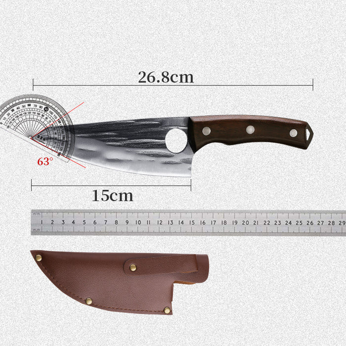 Hand-Forged Boning Knife Lightweight Ladies Kitchen Special Knife Leather Ash Wood Handle Chef Meat Cutting Knife