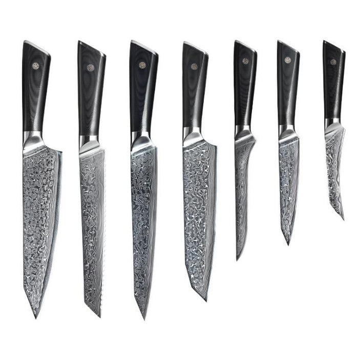 7PCS Kitchen Knives Set Damascus Chef Utility Bread Santoku Paring Knife Japanese VG10 Steel G10 Handle Meat Cutter