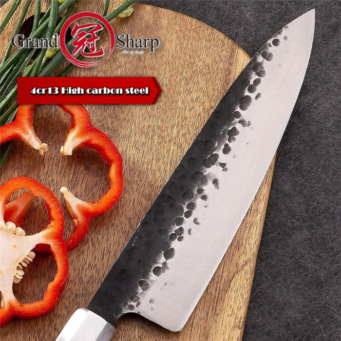 Kitchen Knife Set 4 Pcs High Performance Chef Knives Santoku Nakiri Kiritsuke Gyuto High Carbon Cooking Professional GRANDSHARP