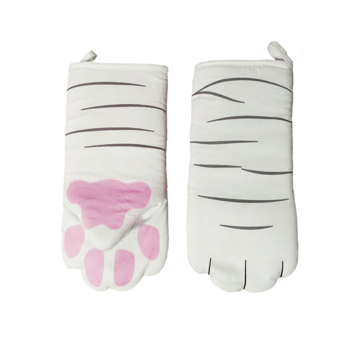 Pure Cotton Cute Cat Oven Gloves Cat Claw Insulation Gloves Baking Insulation Microwave Oven Heat Resistant Gloves