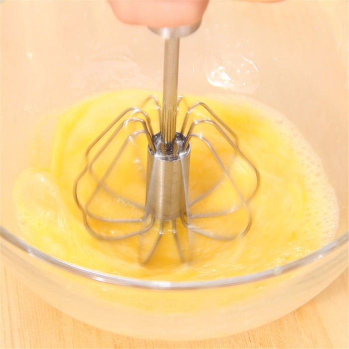 Semi-automatic Mixer Egg Beater Manual Self Turning Stainless Steel Whisk Hand Blender Egg Cream Stirring Kitchen Tools