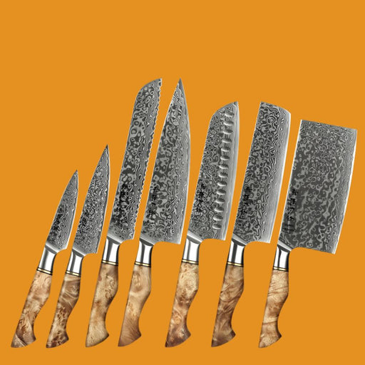 HEZHEN 1-7PC Kitchen Knife Set Professional Damascus Steel Chef Bread Paring Santoku Sharp Nakiri Cook Knife Kitchen Knife