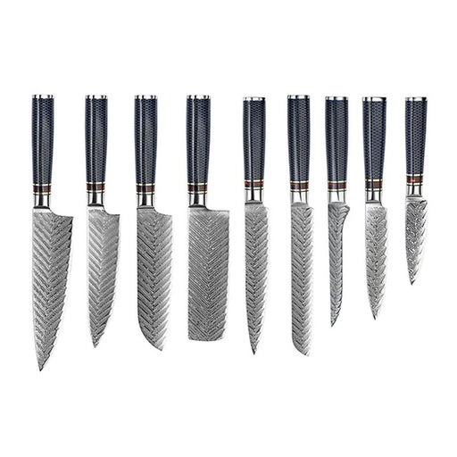 XSG 9Pcs Set Damascus Kitchen Knives Sharp Japanese VG10 Blade 67 Layers Stainless Steel Professional Chef Cooking Knife Set