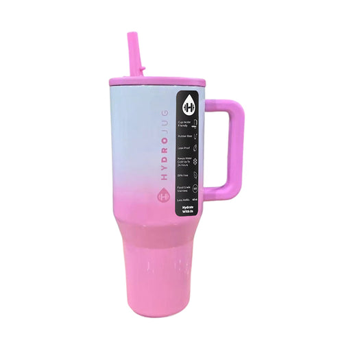 HydroJug Traveler: 32OZ/40OZ, stainless steel, vacuum insulated. Straw lid, double-wall thermal.car mug