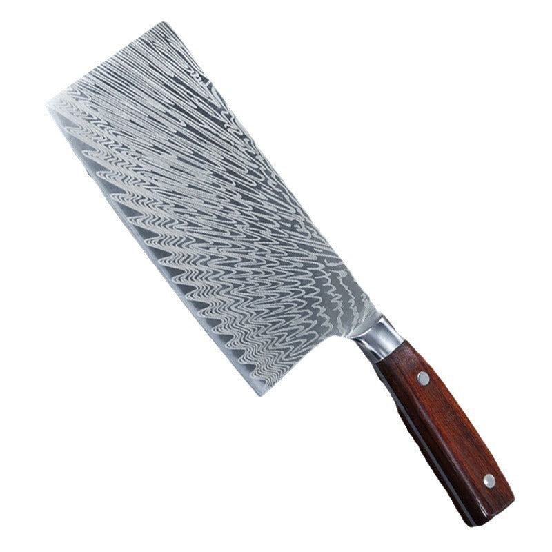 Wooden Handle Kitchen Butcher Cleaver Chef Knife 9cr18 Layers Damascus Carbon Steel