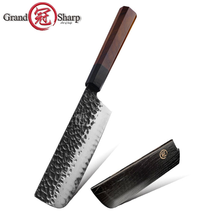 Professional Japanese Chef Knives Set 3 Layers AUS-10 Steel Meat Cleaver Salmon Fish Filleting Santoku Knife Gift GRANDSHARP