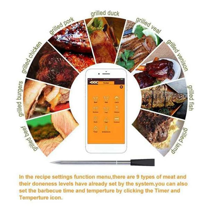 Digital Probe Meat Thermometer Kitchen Wireless Cooking Bbq Food Thermometer Bluetooth Oven Grill Thermometer Probe Barbecue